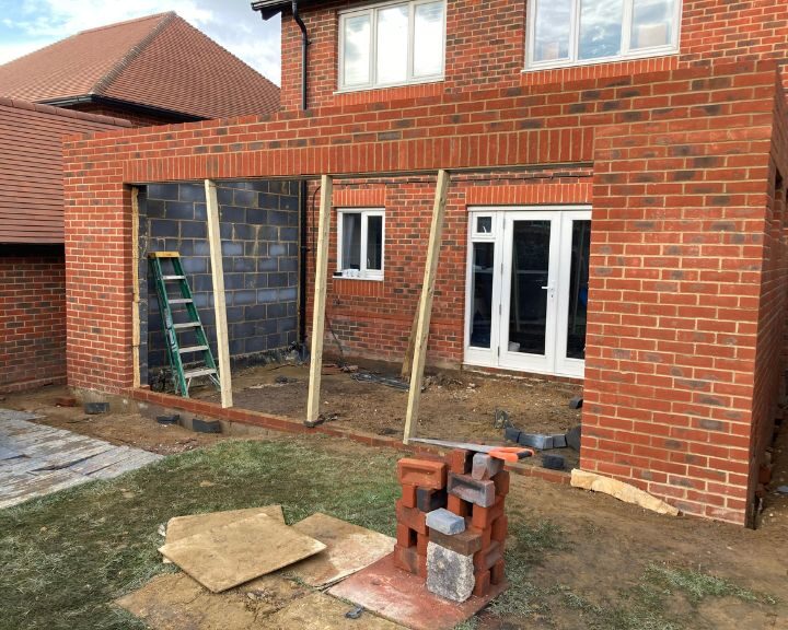 New extension with brickwork and block work